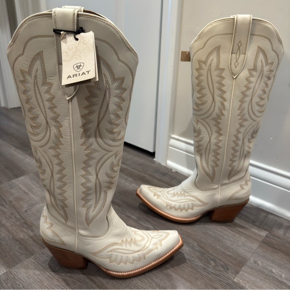 Ariat Casanova Tall Blanco White Leather Cowboy Western Heeled Boots - Picture 2 of 12